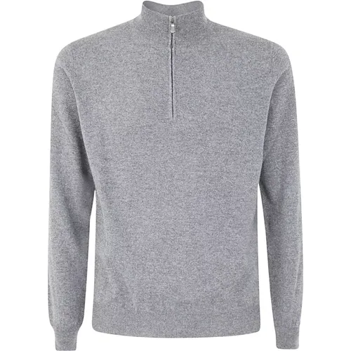 Wool Cashmere Long Sleeves Half Zipped Turtleneck , male, Sizes: XL, L, 2XL, 3XL - Filippo De Laurentiis - Modalova