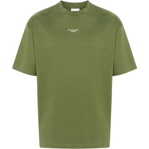 Olive Slogan T-Shirt , male, Sizes: S - Drole de Monsieur - Modalova