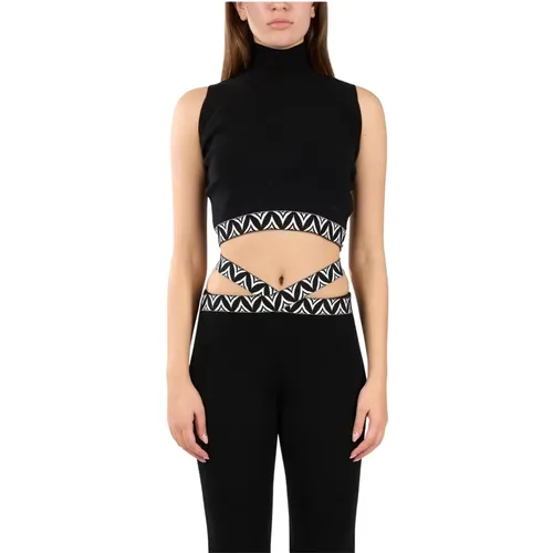 Ärmelloses Viskose-Crop-Top Jacquard , Damen, Größe: L - Akep - Modalova