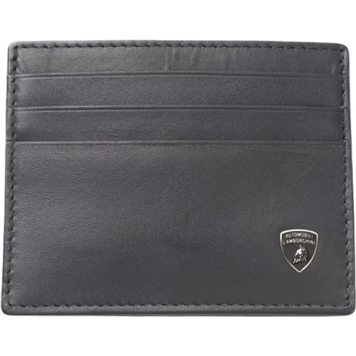 Leather Card Holder with Front Logo , male, Sizes: ONE SIZE - Automobili Lamborghini - Modalova