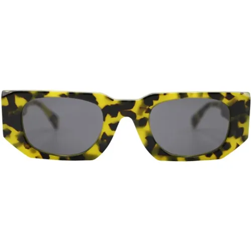 Gelbe Havana Sonnenbrille , Damen, Größe: ONE Size - Kuboraum - Modalova