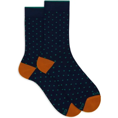 Kurze blaue Baumwollsocken mit Polka Dots für Herren - Gallo - Modalova