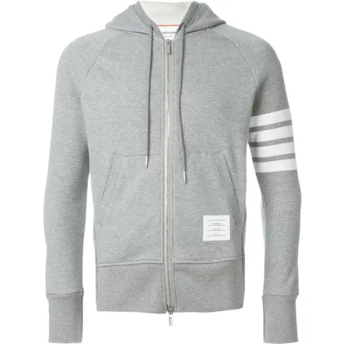 Grauer 4-Bar Zip-Up Hoodie , Herren, Größe: M - Thom Browne - Modalova