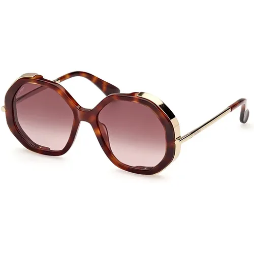Stilvolle Sonnenbrille braun Verlauf Havana Rahmen , Damen, Größe: 55 MM - Max Mara - Modalova