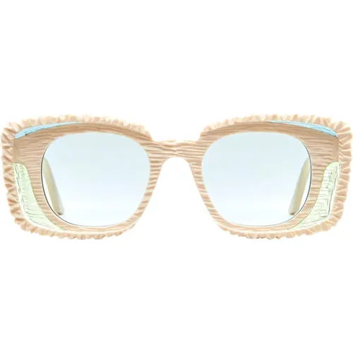 Square Sunglasses - Ivory Acetate Frame , female, Sizes: ONE SIZE - Kuboraum - Modalova