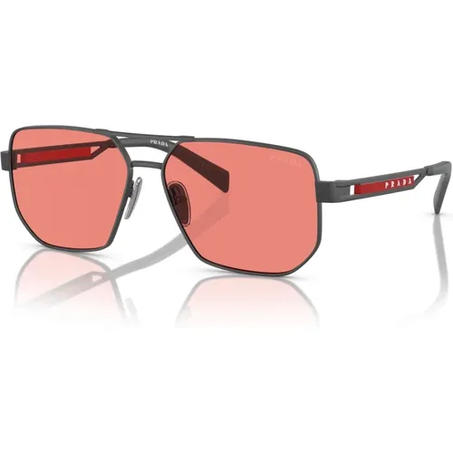 Matte Grey/Pink Sonnenbrille PS 51Zs , Herren, Größe: 59 MM - Prada - Modalova