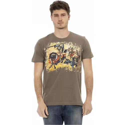 Stilvolles Braunes Baumwoll-T-Shirt , Herren, Größe: 2XL - Trussardi - Modalova