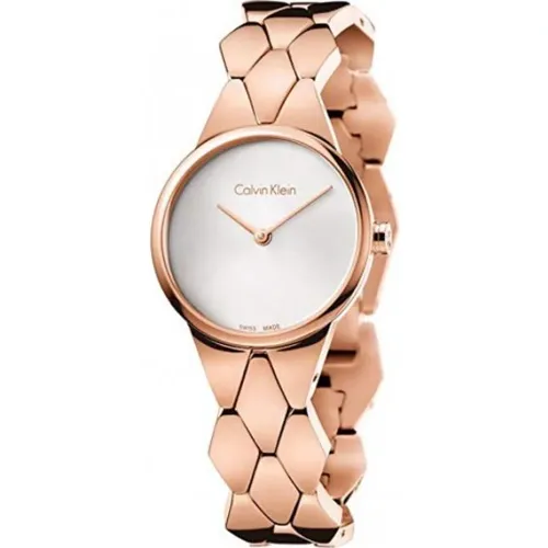 Rose Gold Quartz Watch with White Dial - K6E23646 Snake , female, Sizes: ONE SIZE - Calvin Klein - Modalova