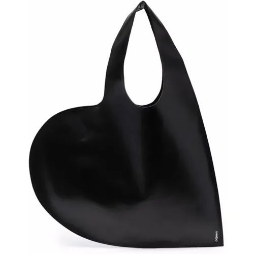 Schwarze Lederhandtasche mit Logoaufdruck - Coperni - Modalova