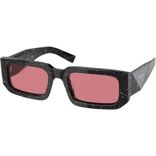 Abstract Schwarz/Weiß Sonnenbrille , Herren, Größe: 53 MM - Prada - Modalova