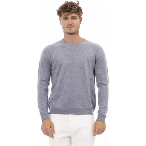 Hellblauer Crewneck Sweater , Herren, Größe: L - Alpha Studio - Modalova