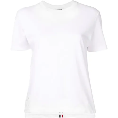 Locker Gestreiftes T-Shirt Weiß , Damen, Größe: 2XS - Thom Browne - Modalova