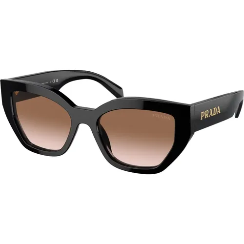 Schwarze/Lichtbraune Sonnenbrille , Damen, Größe: 53 MM - Prada - Modalova