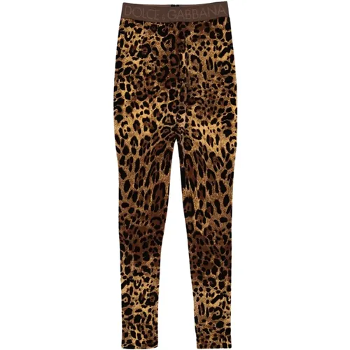 Leopard Print Leggings , Damen, Größe: M - Dolce & Gabbana - Modalova