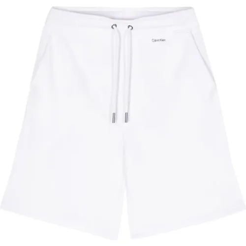 Weiße Baumwollmischung mit Kordelzug Shorts , Herren, Größe: M - Calvin Klein - Modalova