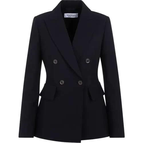 Navy Wool Jacket , female, Sizes: 2XS, XS - Max Mara - Modalova