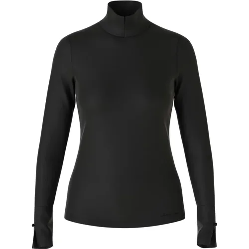 Cotton Blend Turtleneck T-Shirt with Split Collar and Cuffed Sleeves , female, Sizes: S - Marc Cain - Modalova