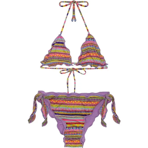 Gerüschter Triangel-Bikini mit Verstellbaren Knoten - Me-Fui - Modalova