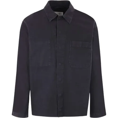Distressed Cotton Canvas Shirt Jacket , male, Sizes: S - MM6 Maison Margiela - Modalova
