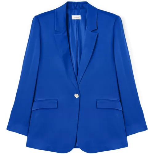 Satin Oversize Blazer mit Schmuckknopf , Damen, Größe: 2XS - Motivi - Modalova