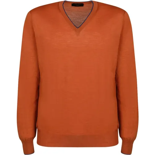 V Neck Sweater Long Sleeves , male, Sizes: M - Gran Sasso - Modalova