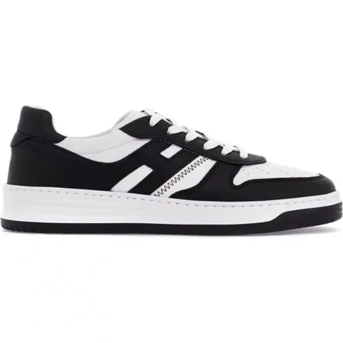 Two-tone leather sneakers with elongated H , male, Sizes: 6 UK, 7 UK - Hogan - Modalova