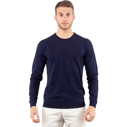 Lightweight Cotton Crewneck Long Sleeve Sweater , male, Sizes: L - Roberto Collina - Modalova