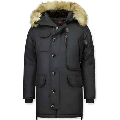 Lange Winterjacke für Herren - Parka mit Kunstpelzkragen , Herren, Größe: M - True Rise - Modalova