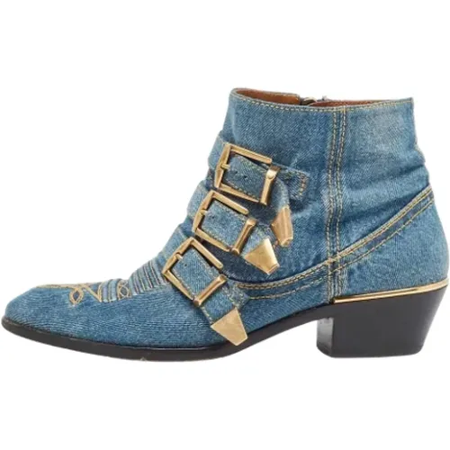 Pre-owned Denim boots , female, Sizes: 4 1/2 UK - Chloé Pre-owned - Modalova