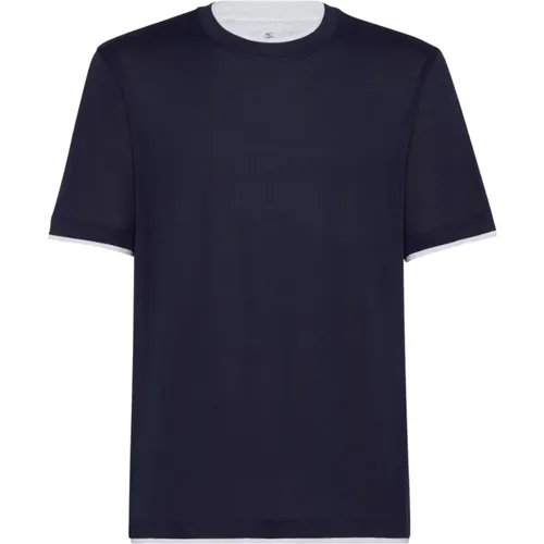 Lagige Seiden-Baumwoll-T-Shirts und Polos , Herren, Größe: XL - BRUNELLO CUCINELLI - Modalova