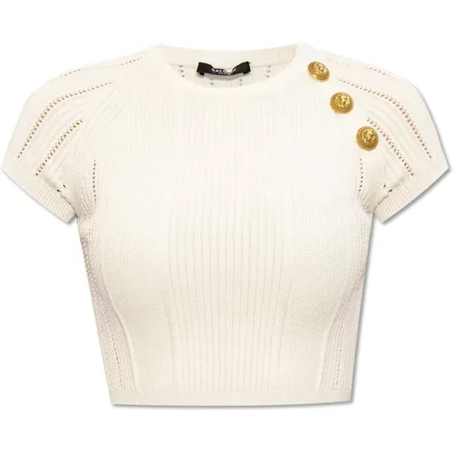 Gekürztes Top , Damen, Größe: 2XS - Balmain - Modalova