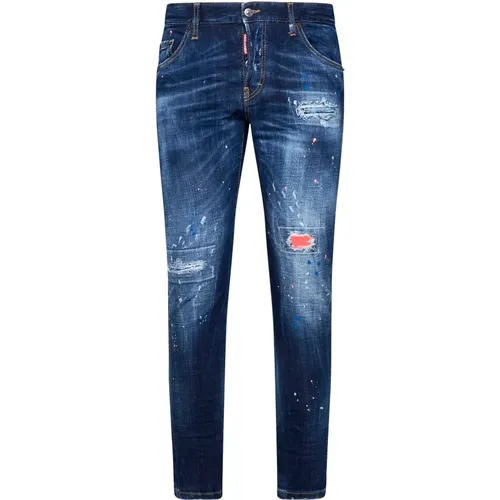 Blaue Distressed Denim Jeans , Herren, Größe: 3XL - Dsquared2 - Modalova