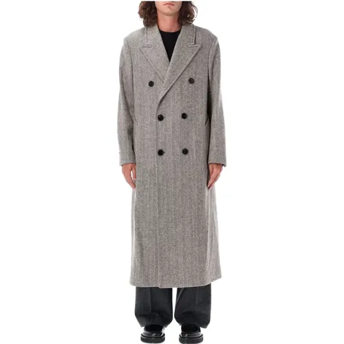 Double-Breasted Wool Coat Coffee Aw24 , male, Sizes: M, S - Ami Paris - Modalova