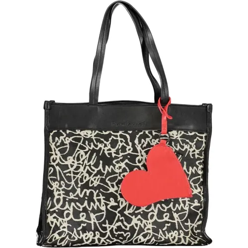 Schwarze Polyester-Schultertasche mit Kontrastdetails - Desigual - Modalova