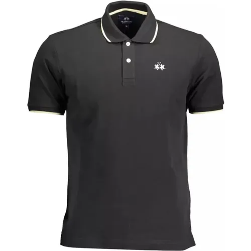 Schwarzes Baumwoll-Polo-Shirt mit Stickerei , Herren, Größe: 2XL - LA MARTINA - Modalova