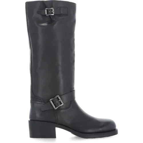 Leather Boots with Strap , female, Sizes: 5 UK, 8 UK, 3 UK, 7 UK, 4 UK, 6 UK - Ash - Modalova