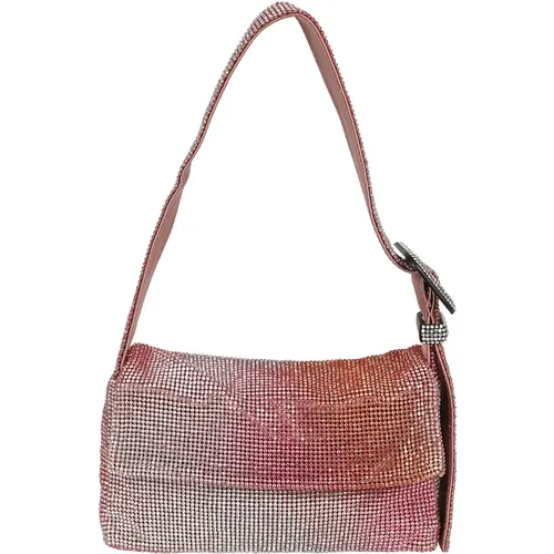 Pink & Purple Silk Crystal Mesh Handbag , female, Sizes: ONE SIZE - Benedetta Bruzziches - Modalova