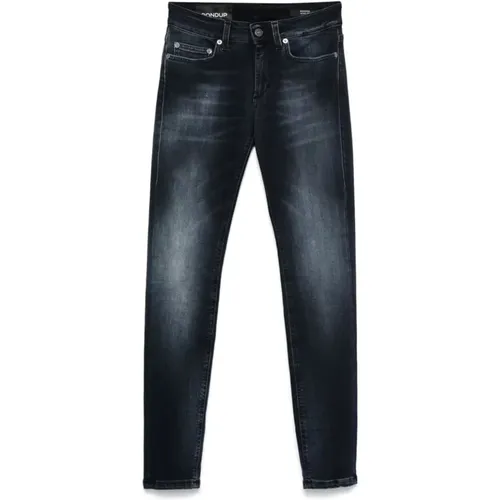 Blaue Skinny Jeans mit Whiskering-Effekt , Damen, Größe: W30 - Dondup - Modalova