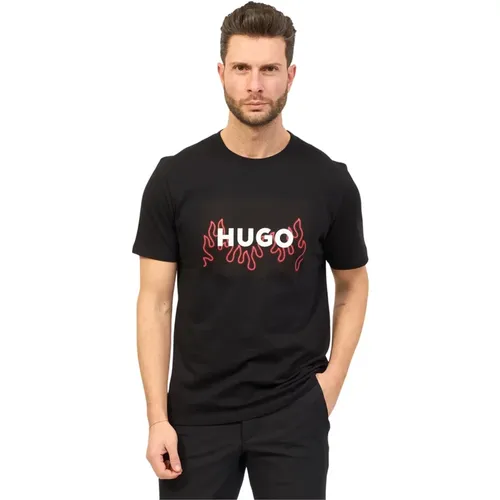 Herren T-Shirt mit Flammen-Grafik , Herren, Größe: S - Hugo Boss - Modalova