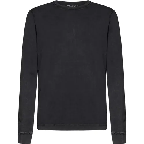 Schwarzer Crew-Neck Baumwollpullover , Herren, Größe: S - Dolce & Gabbana - Modalova