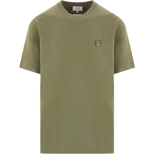 Bold Fox Head Militärgrünes T-Shirt , Herren, Größe: M - Maison Kitsuné - Modalova