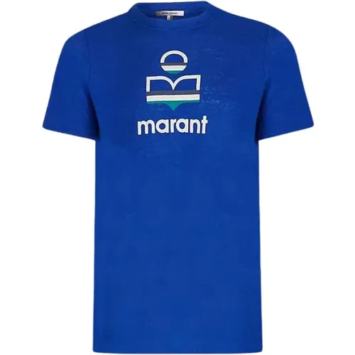 Kontrastierendes Monogramm Logo Leinen T-Shirt - Isabel marant - Modalova