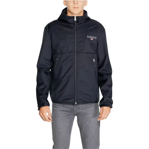 Schwarze Zip-Up Jacke Herbst/Winter Stil , Herren, Größe: L - Napapijri - Modalova