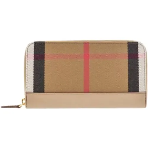 Checkered Leather Wallet with Zipper , female, Sizes: ONE SIZE - Burberry - Modalova