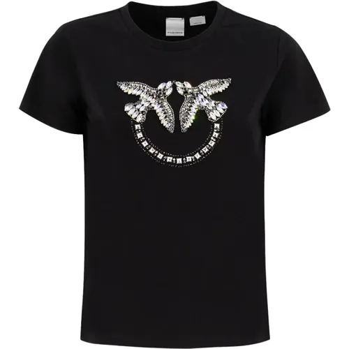 Love Birds besticktes T-Shirt , Damen, Größe: XS - pinko - Modalova
