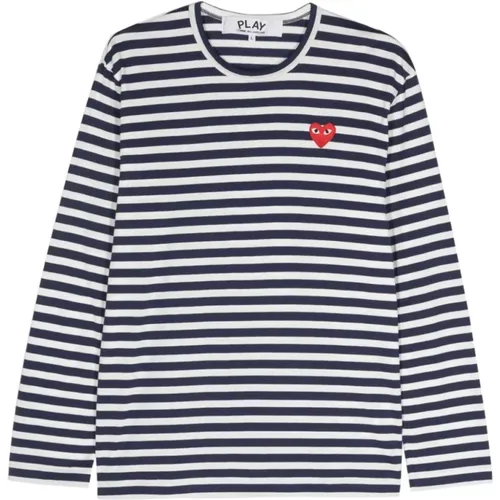 Striped T-shirt with Logo , female, Sizes: S, XS, M, L, XL - Comme des Garçons - Modalova