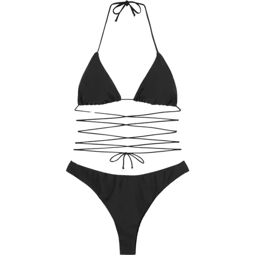 Schwarzer Triangel-Bikini mit amerikanischem festem Slip - Me-Fui - Modalova