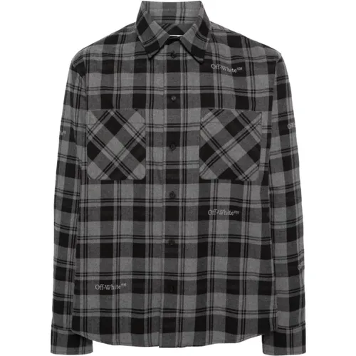 Grey Flannel Check Logo Embroidered Shirt , male, Sizes: M, XL, L, S - Off White - Modalova