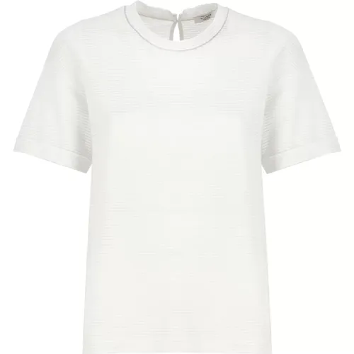Striped Cotton T-shirt with Round Neck , female, Sizes: S - PESERICO - Modalova