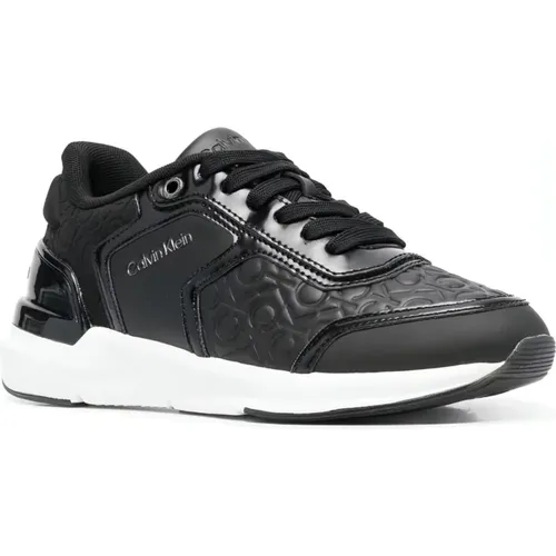 Schwarze Leder Sneakers für Frauen , Damen, Größe: 41 EU - Calvin Klein - Modalova